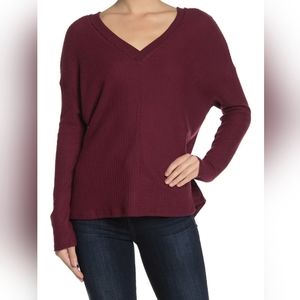 Nordstrom Rack PST Thermal Sweater Top Burgundy M NWT